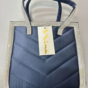 NWT: Nina Blue Chevron Quilted Tote Bag